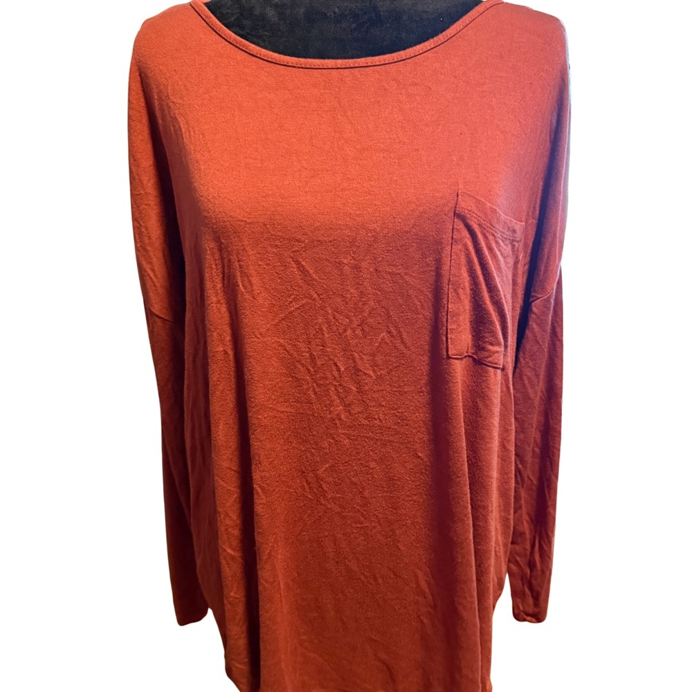 Love Riche Orange Oversized Long Sleeve Blouse